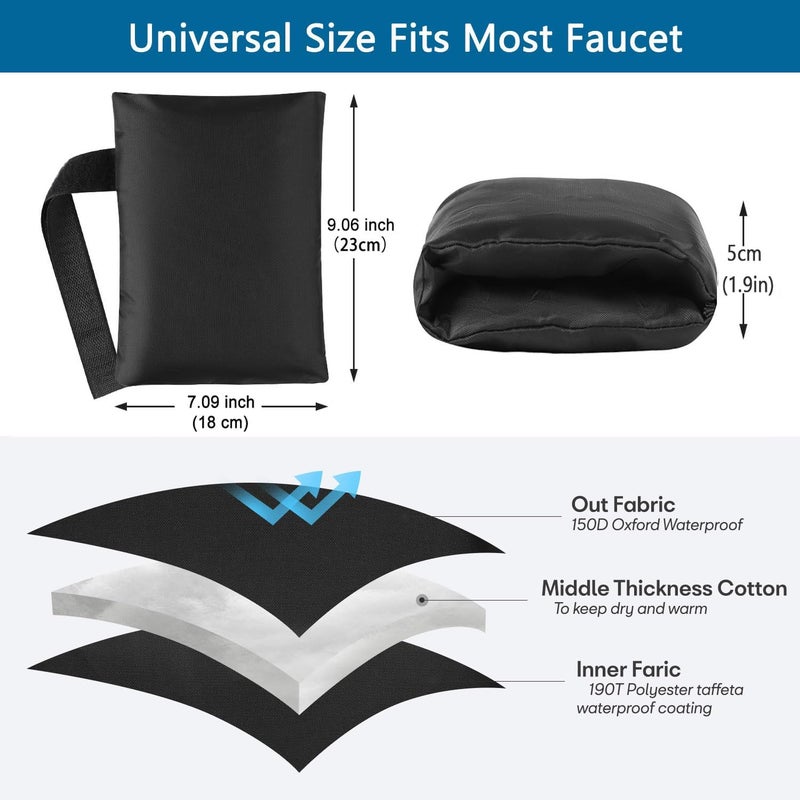 Finest Outdoor Faucet Cover,Garden Faucet Socks for Winter Freeze Protection,7.09" W x 9.06" L, Waterproof Insulated Tap Cover, Water Sprinkler Valve Insulation Wrap and Hose Spigot Cover 2Pcs - Image 2